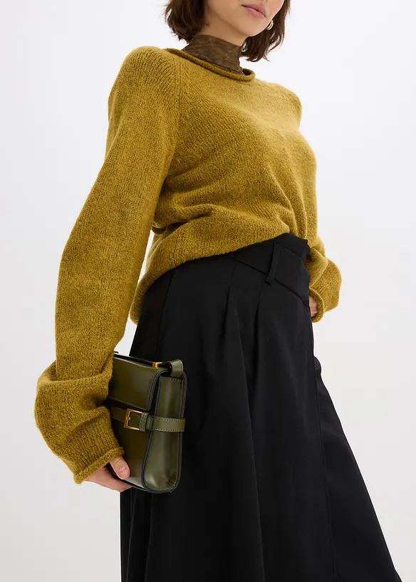 Mellanlång kjol med omlottlook, bonprix