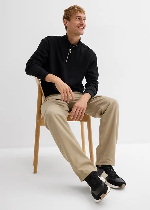 Fodrad byxa med skön midja, Relaxed Fit, Straight, bonprix