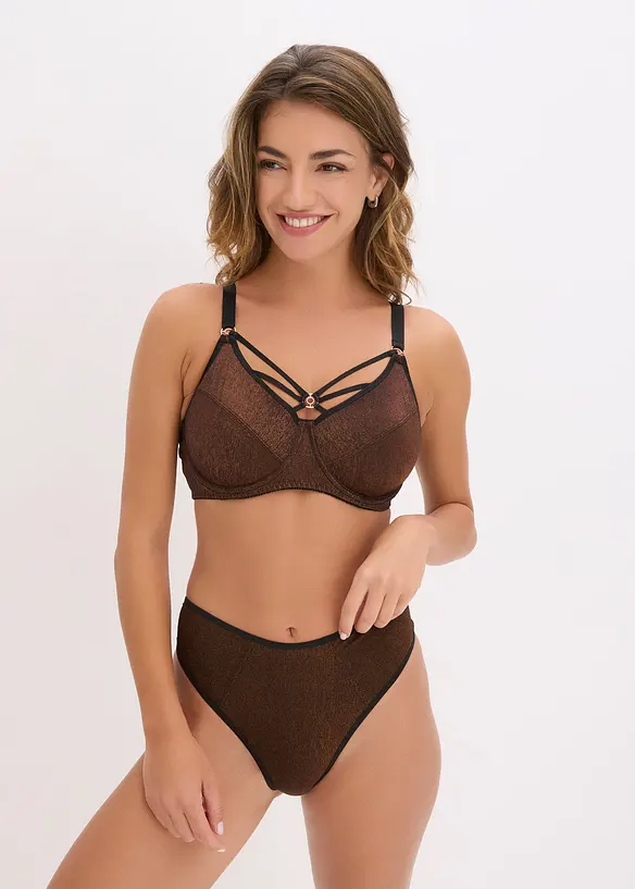 Maxistringtrosa i glittrande material, bonprix