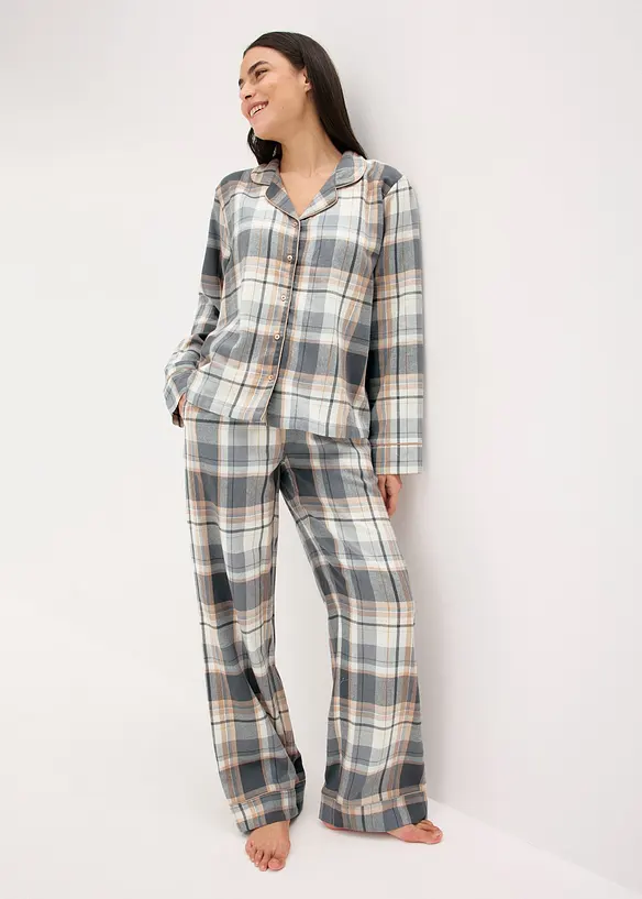 Flanellpyjamas med glittrigt garn och gåvopåse, bonprix