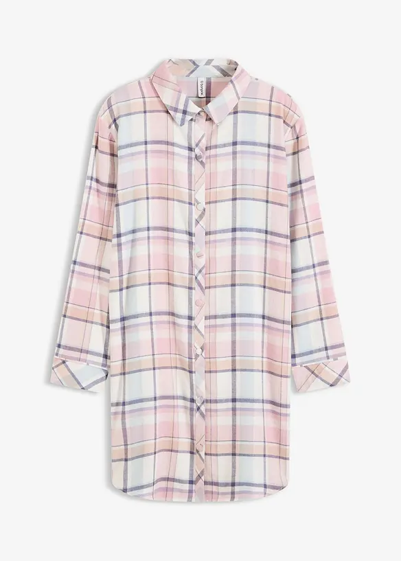 Vävt nattlinne i flanell med knappslå, bonprix