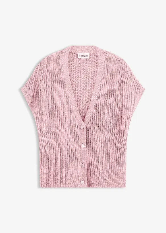 Stickad väst med dekorativa knappar, bonprix