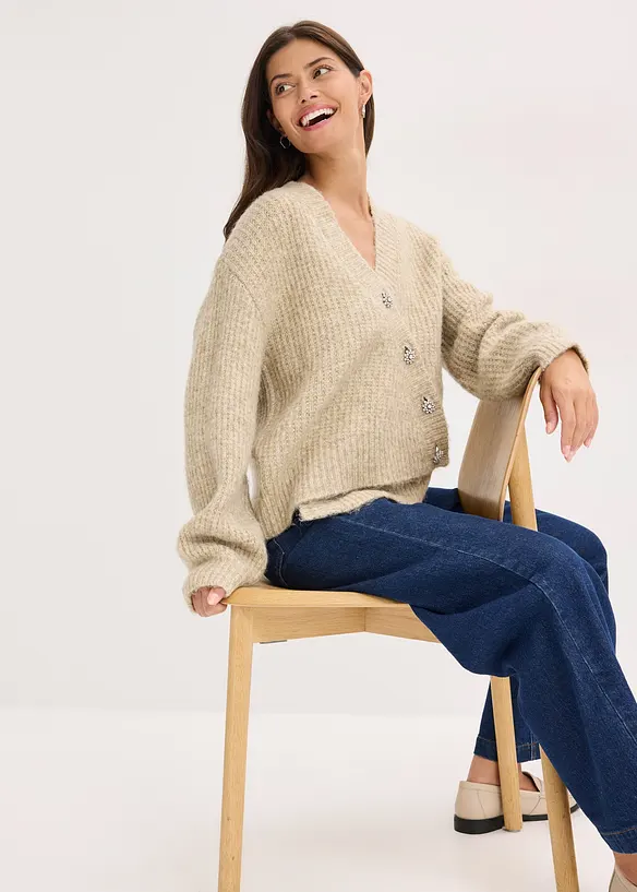 Cardigan med dekorativa knappar, bonprix