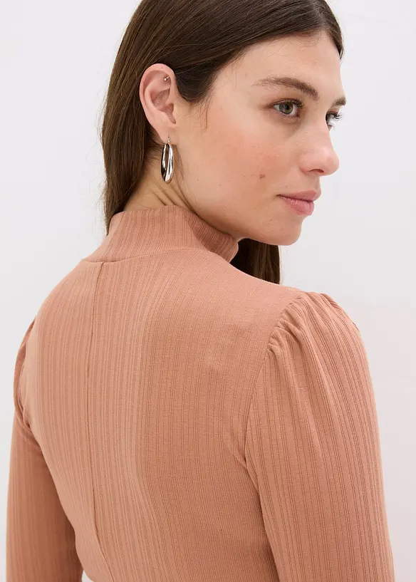 Ribbstickad jerseyklänning, bonprix