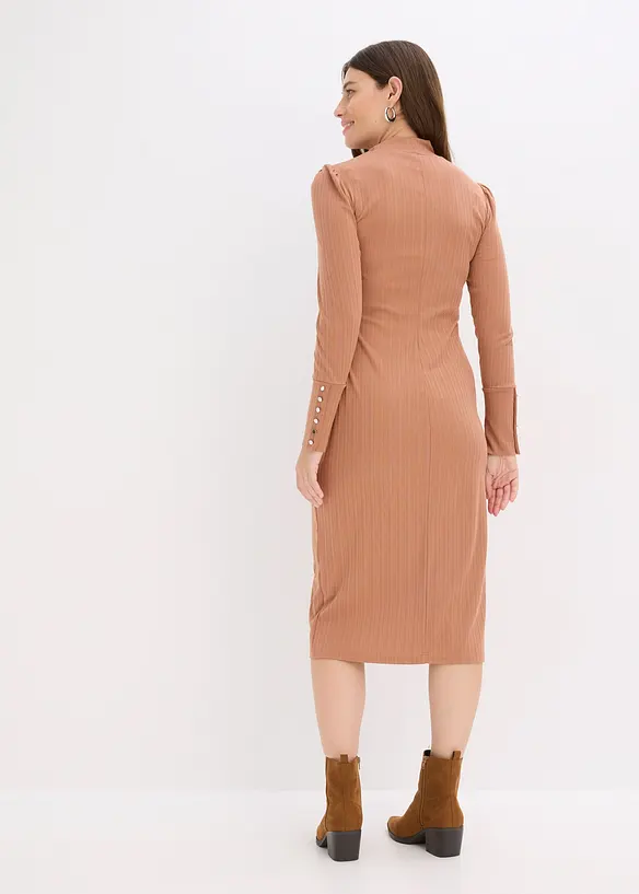 Ribbstickad jerseyklänning, bonprix