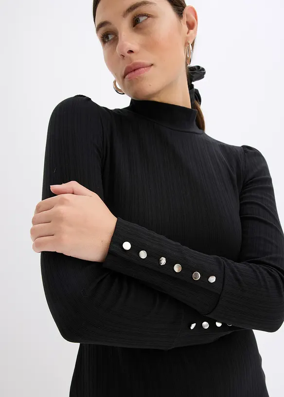 Ribbstickad jerseyklänning, bonprix