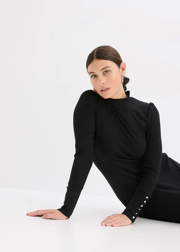 Ribbstickad jerseyklänning, bonprix