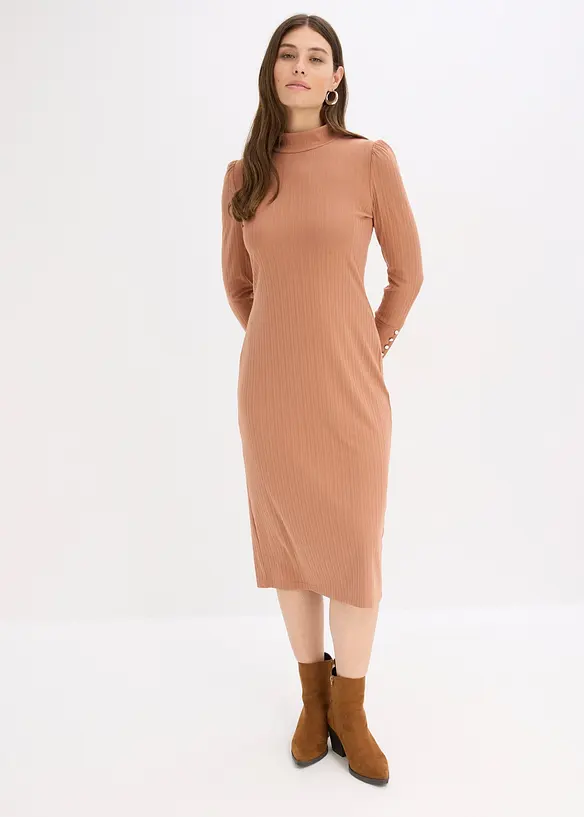 Ribbstickad jerseyklänning, bonprix
