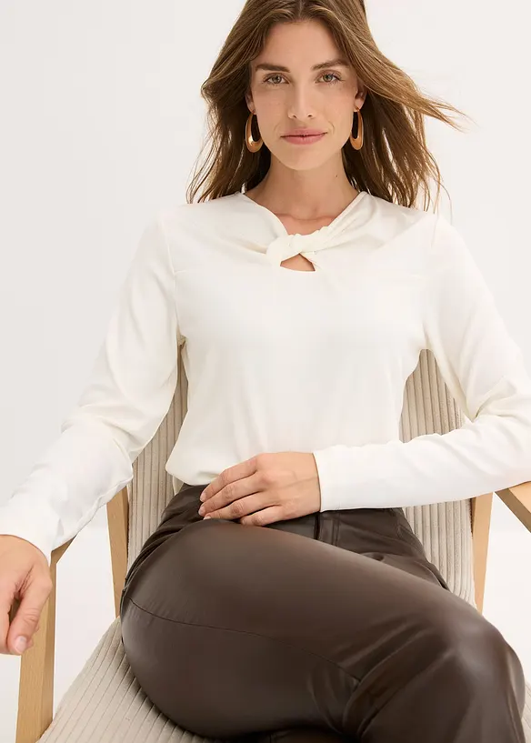 Ribbstickad topp, bonprix
