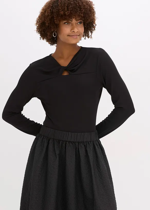 Ribbstickad topp, bonprix