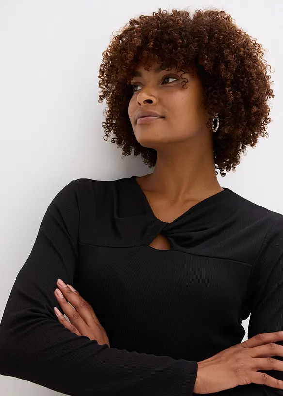 Ribbstickad topp, bonprix