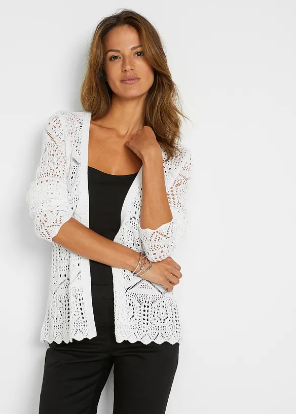 Hålmönstrad cardigan, bonprix