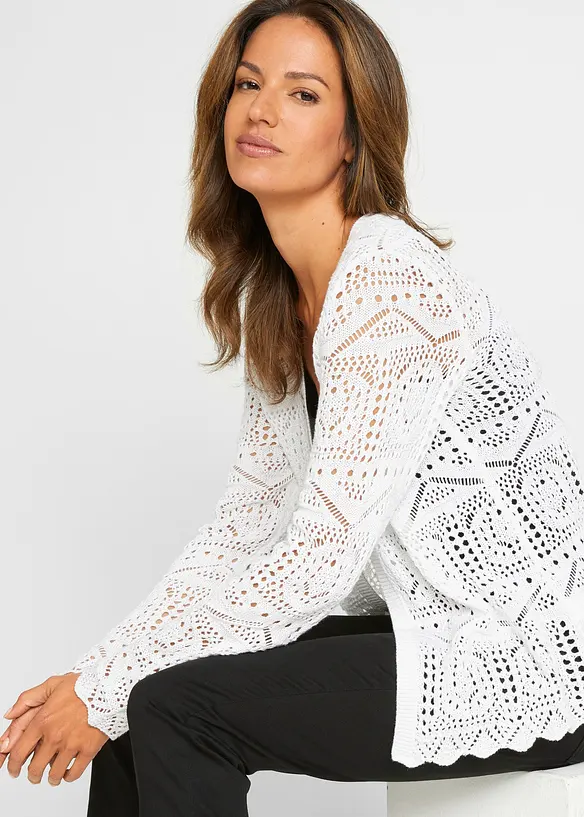 Hålmönstrad cardigan, bonprix