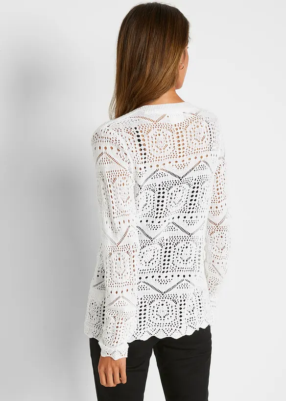 Hålmönstrad cardigan, bonprix
