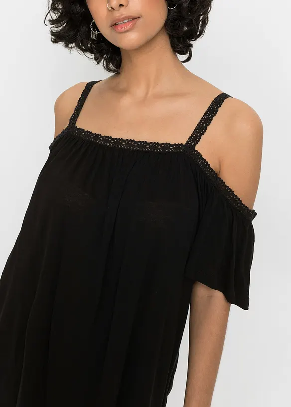 Cold shoulder-topp i mjuk viskos, bonprix