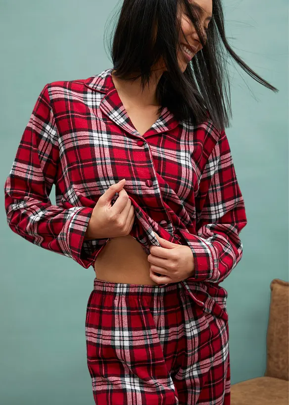 Vävd flanellpyjamas, bonprix