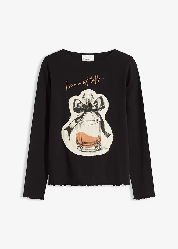 Långärmad topp i bomullsstretch, bonprix