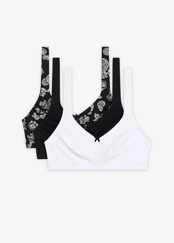 BH utan bygel, med ekologisk bomull (3-pack), bonprix