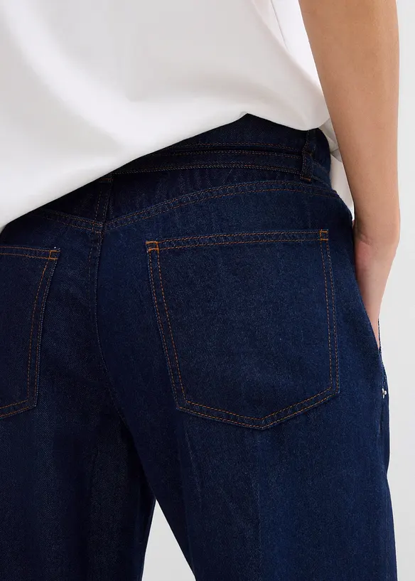 Wide Leg Jeans medelhög midja och skärp, bonprix