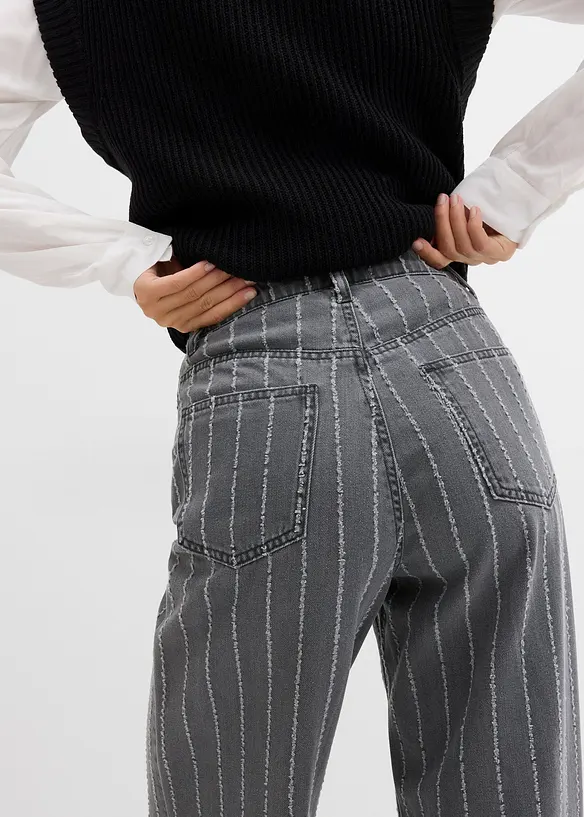 Wide Leg Jeans High Waist, med destroyed-effekter, bonprix