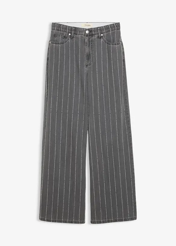 Wide Leg Jeans High Waist, med destroyed-effekter, bonprix