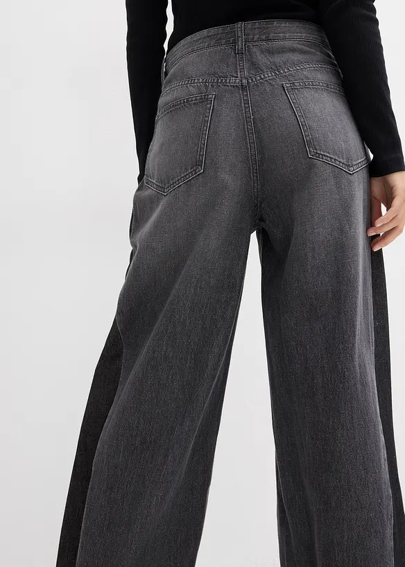 Wide Leg Jeans High Waist, med infällning, bonprix