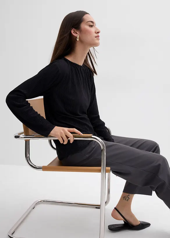 Långärmad topp med struktureffekter, bonprix