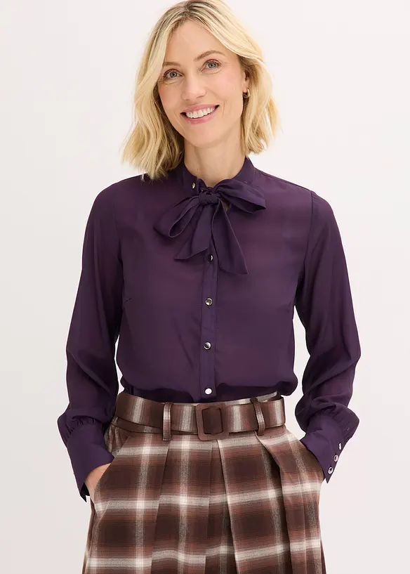 Chiffongblus med avtagbart knytband, bonprix