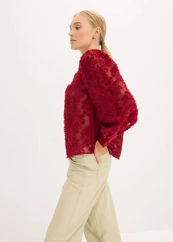 Blus med blommigt strukturmönster, bonprix