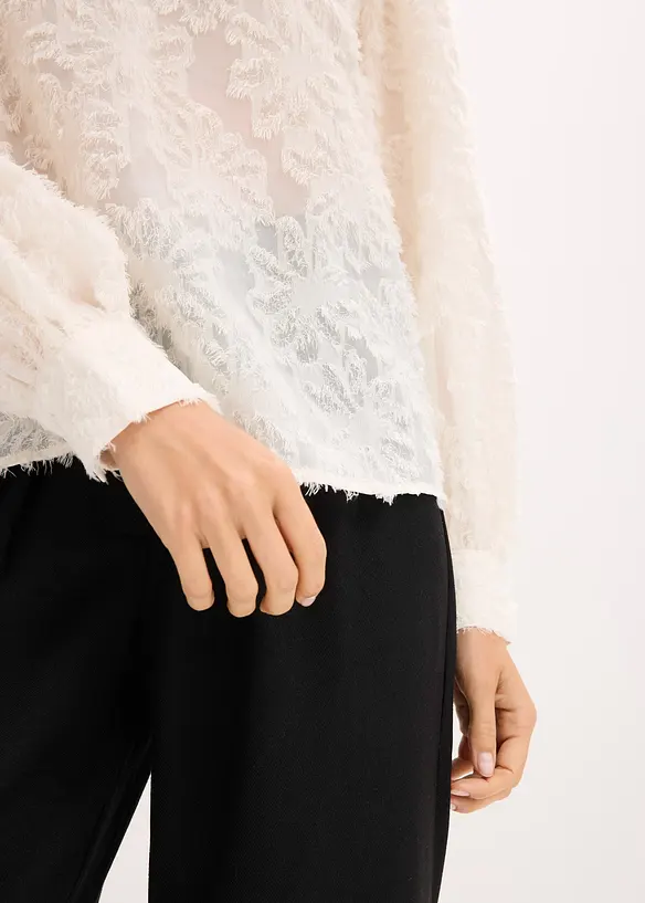 Blus med blommigt strukturmönster, bonprix