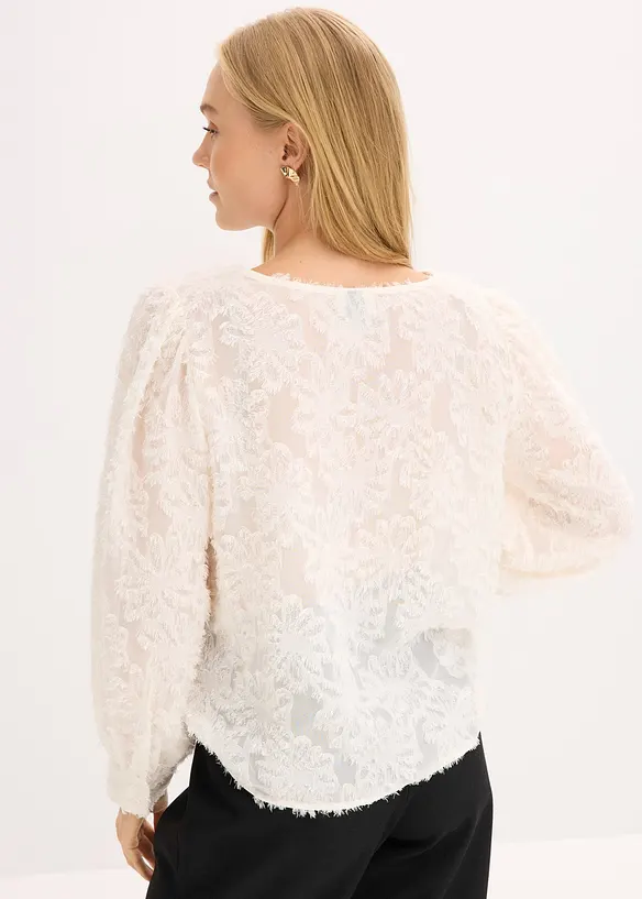 Blus med blommigt strukturmönster, bonprix