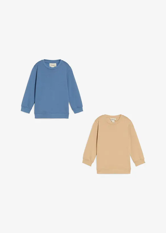 Sweatshirt i mjuk bomullsmix (2-pack), bonprix