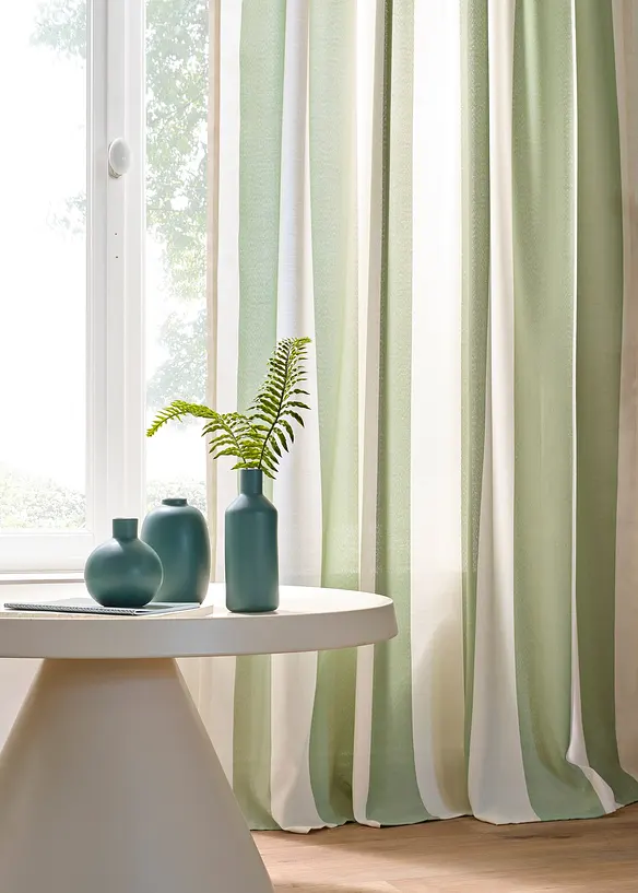 Gardinlängd med ränder och återvunnen polyester (1-pack), bonprix