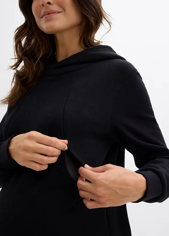 Mammaklänning med amningsöppning, i sweatshirtmaterial av ekologisk bomull, bonprix