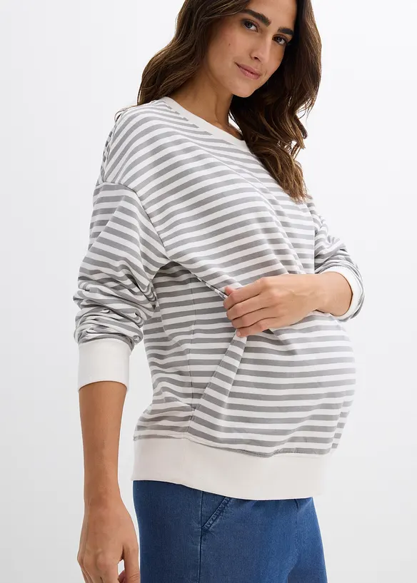 Mammasweatshirt med amningsfunktion  av ekologisk bomull, bonprix