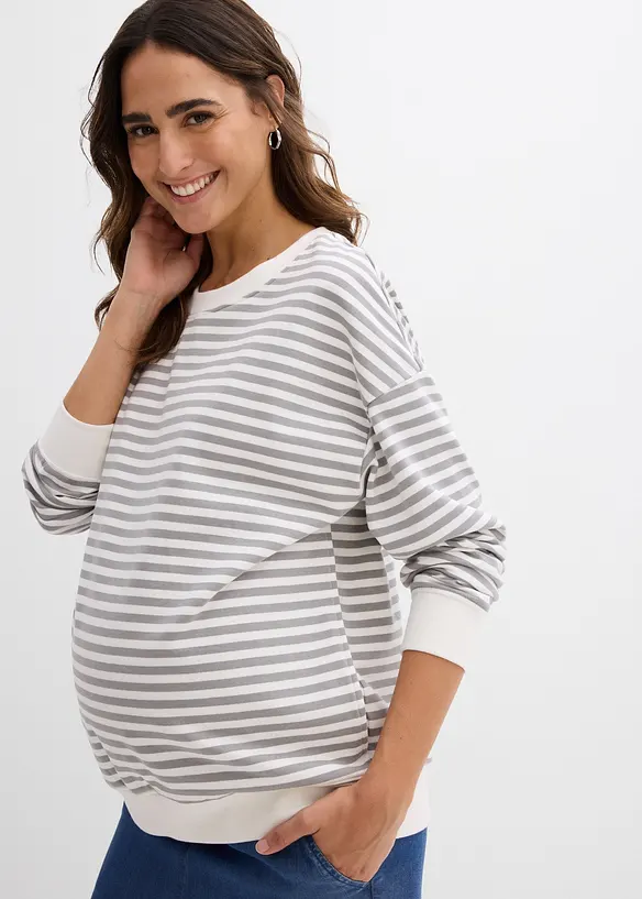 Mammasweatshirt med amningsfunktion  av ekologisk bomull, bonprix