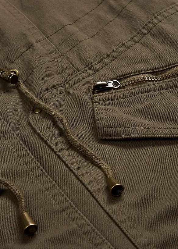 Kort bomullsparkas med st&aring;krage, figursydd, bonprix