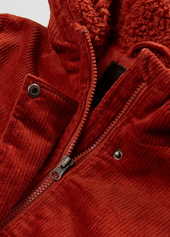 Varm A-linjeformad manchesterparkas med teddypäls i huvan, bonprix