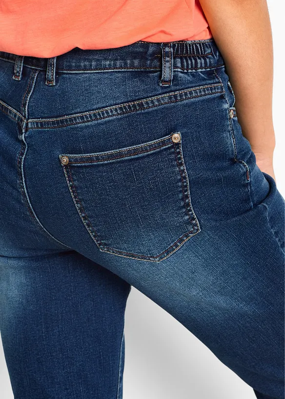 Jeansbermudas Mid Waist, med bekväm midja, bonprix