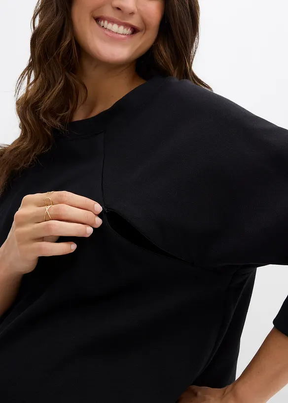 Mamma-/amningssweatshirt i ekologisk bomull, bonprix