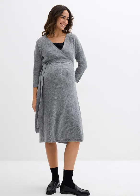 Extra mjuk stickad mamma-/amningsklänning med 3/4-ärm, bonprix