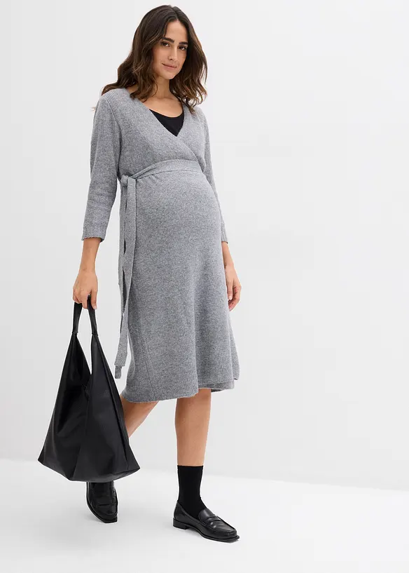 Extra mjuk stickad mamma-/amningsklänning med 3/4-ärm, bonprix