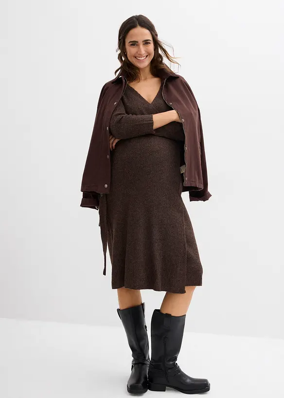 Extra mjuk stickad mamma-/amningsklänning med 3/4-ärm, bonprix