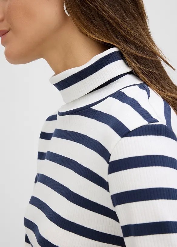 Ribbstickad topp av ren bomull, bonprix