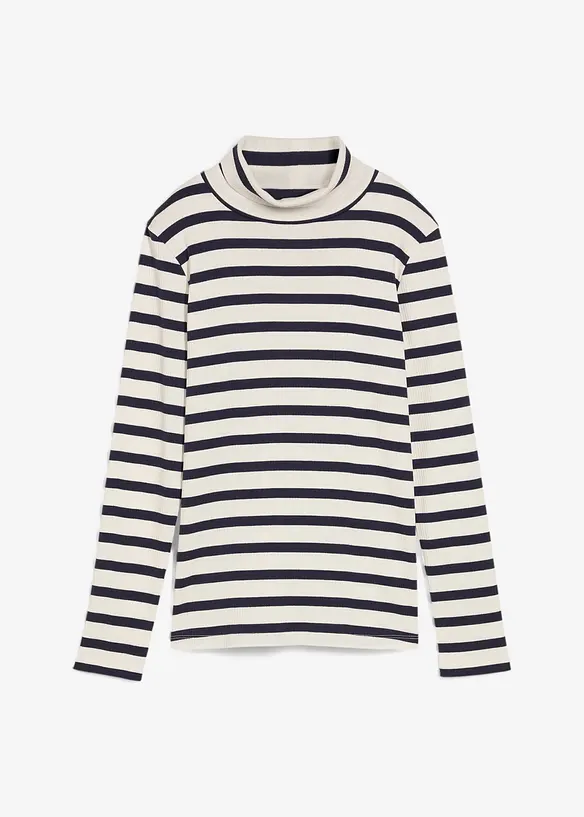 Ribbstickad topp av ren bomull, bonprix