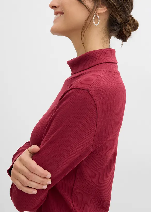 Ribbstickad topp av ren bomull, bonprix