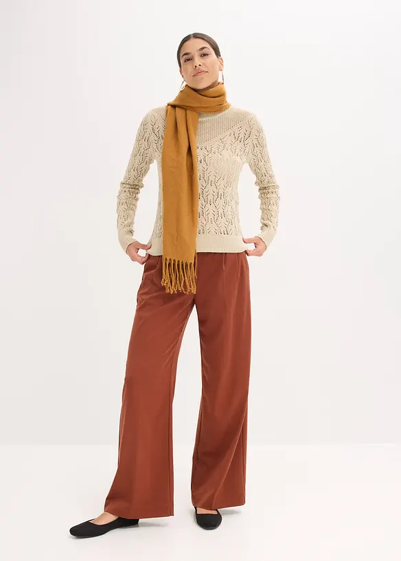 Hålmönstrad tröja i bomullsblandning, bonprix