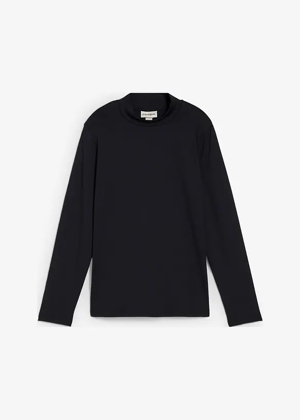 Långärmad topp med ståkrage och återvunnen polyamid, bonprix