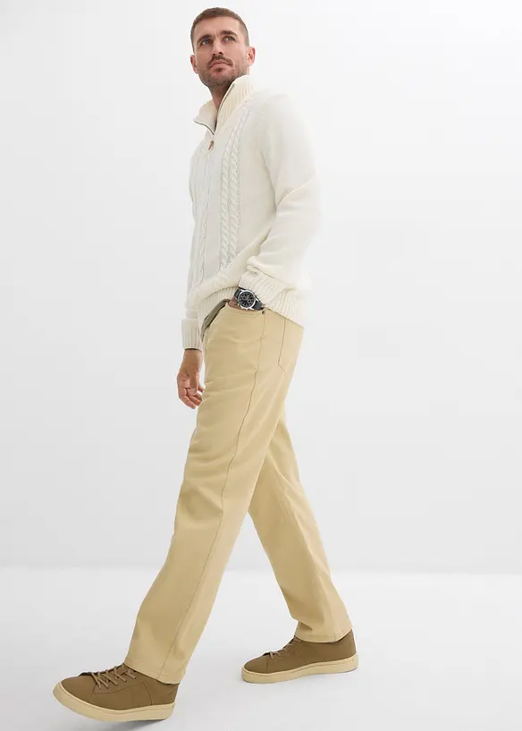 Twillbyxa i Relaxed Fit med skön midja, Straight, bonprix