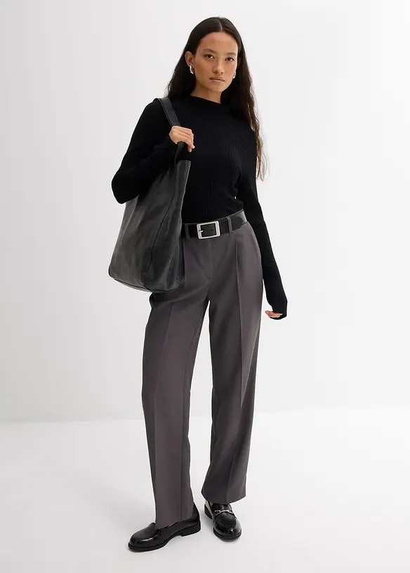 Ribbstickad topp i viskosmix, bonprix